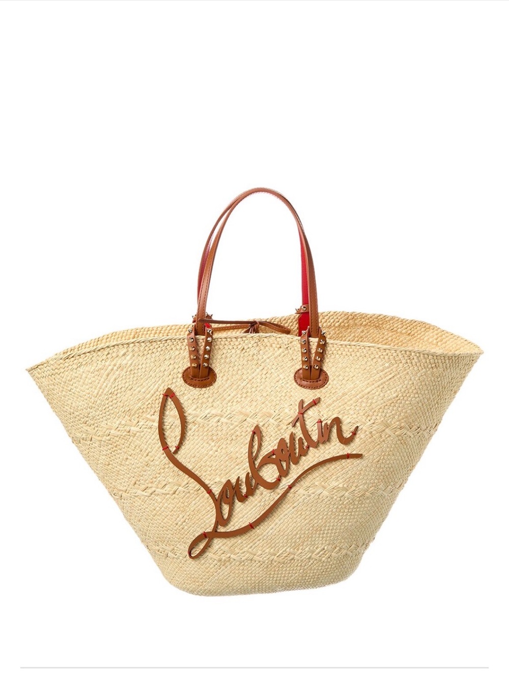 Christian Louboutin
Cabata Large Raffia & Leather Basket Tote - NEW